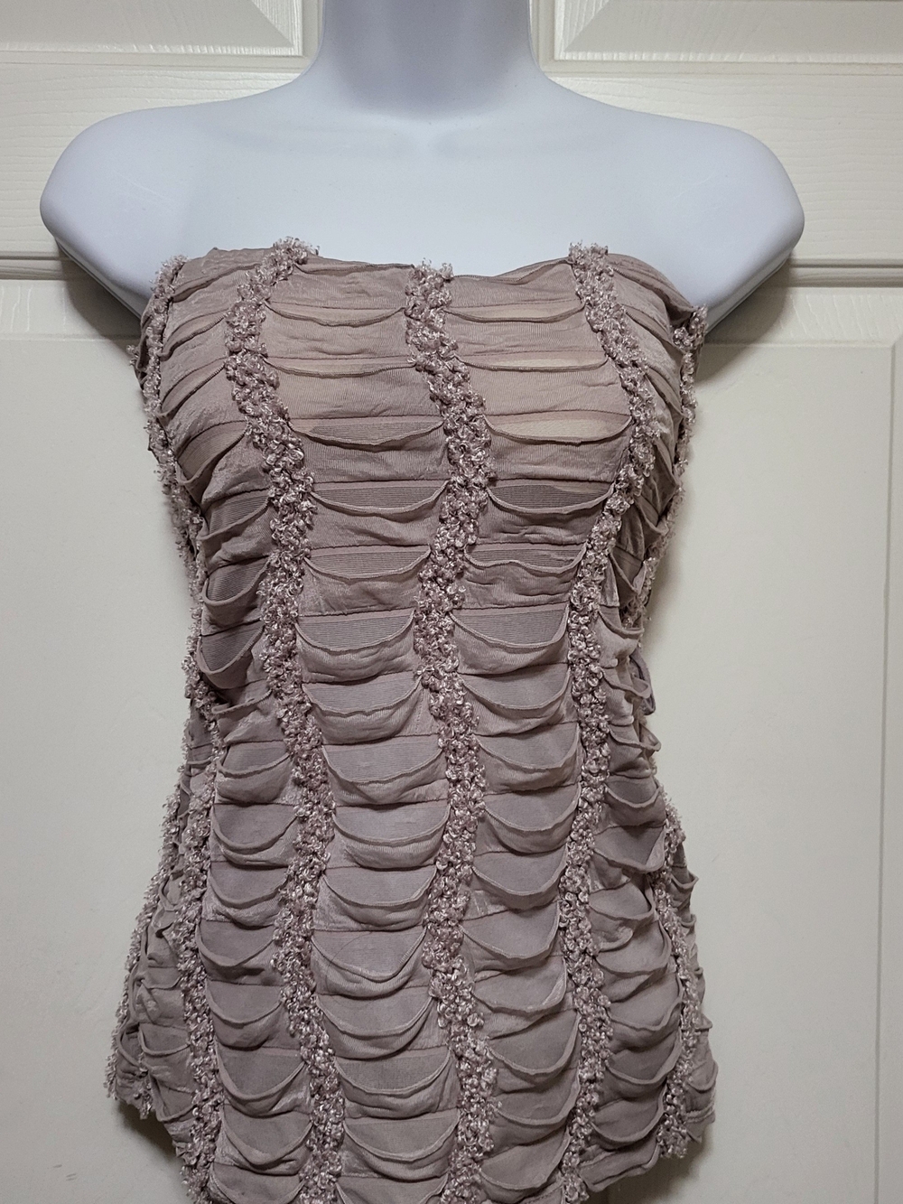 Vintage Ruched Strapless Camisole in Mauve Taupe